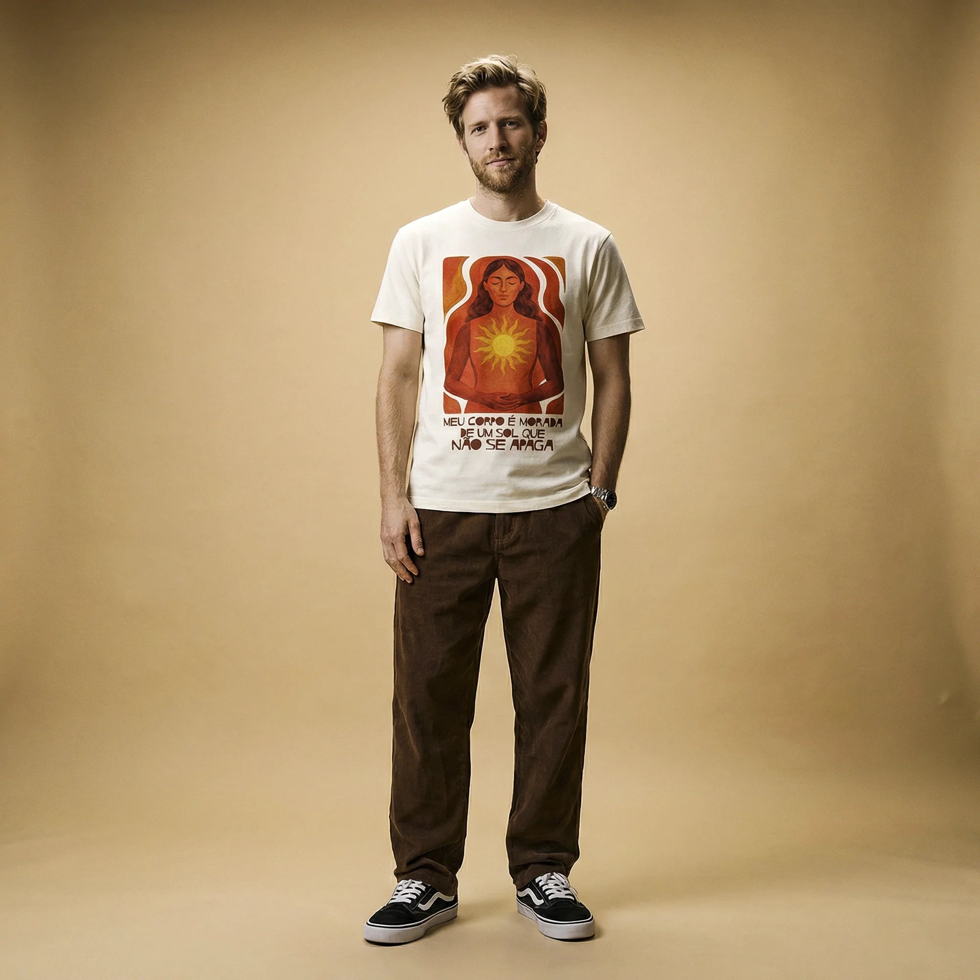 Camiseta Basica MeuCorpo Masculina Off-White