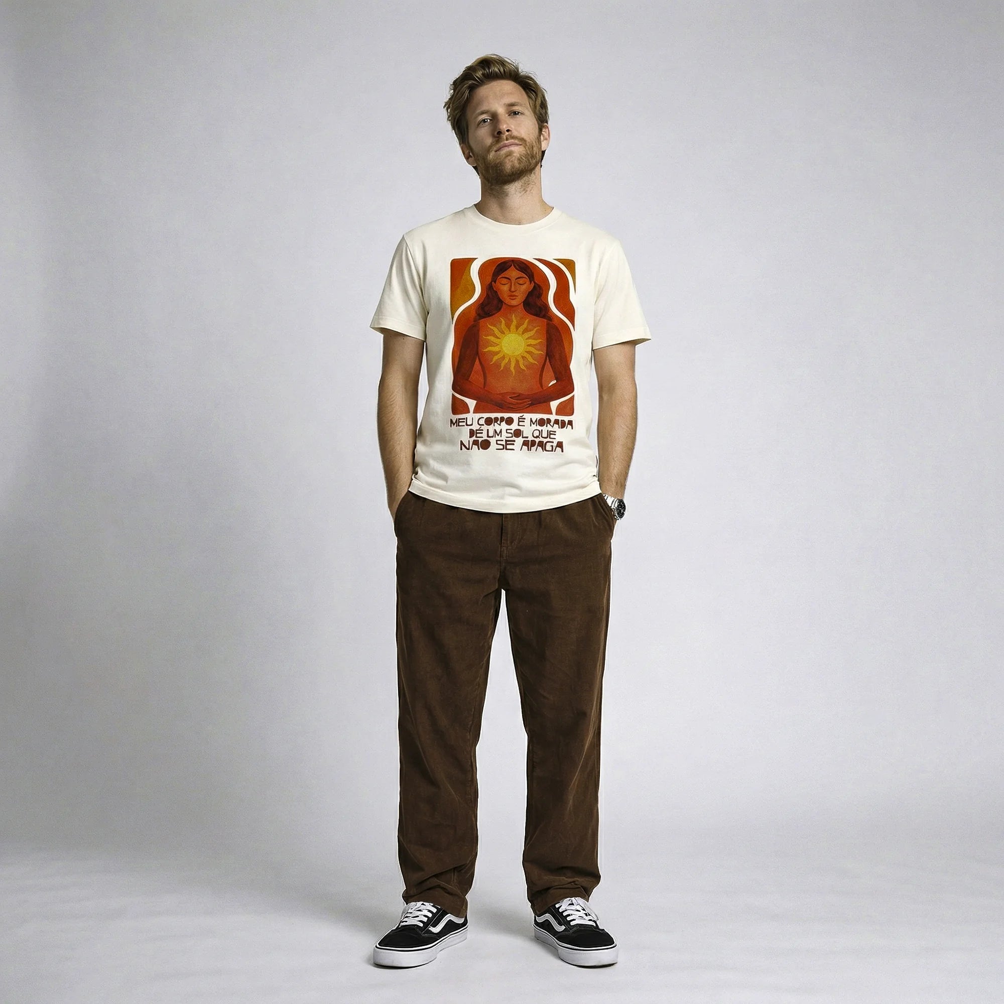 Camiseta Basica MeuCorpo Masculina Off-White