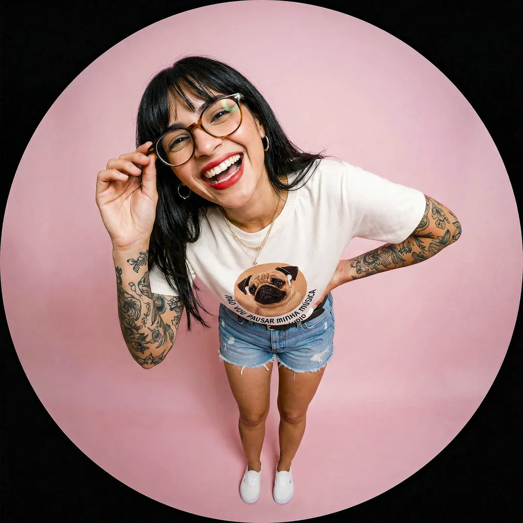 Camiseta Basica Não Vou Parar Meu Áudio Feminina Off-White