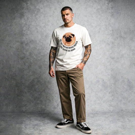 Camiseta Basica NAOVOUPARAR Masculina Off-White