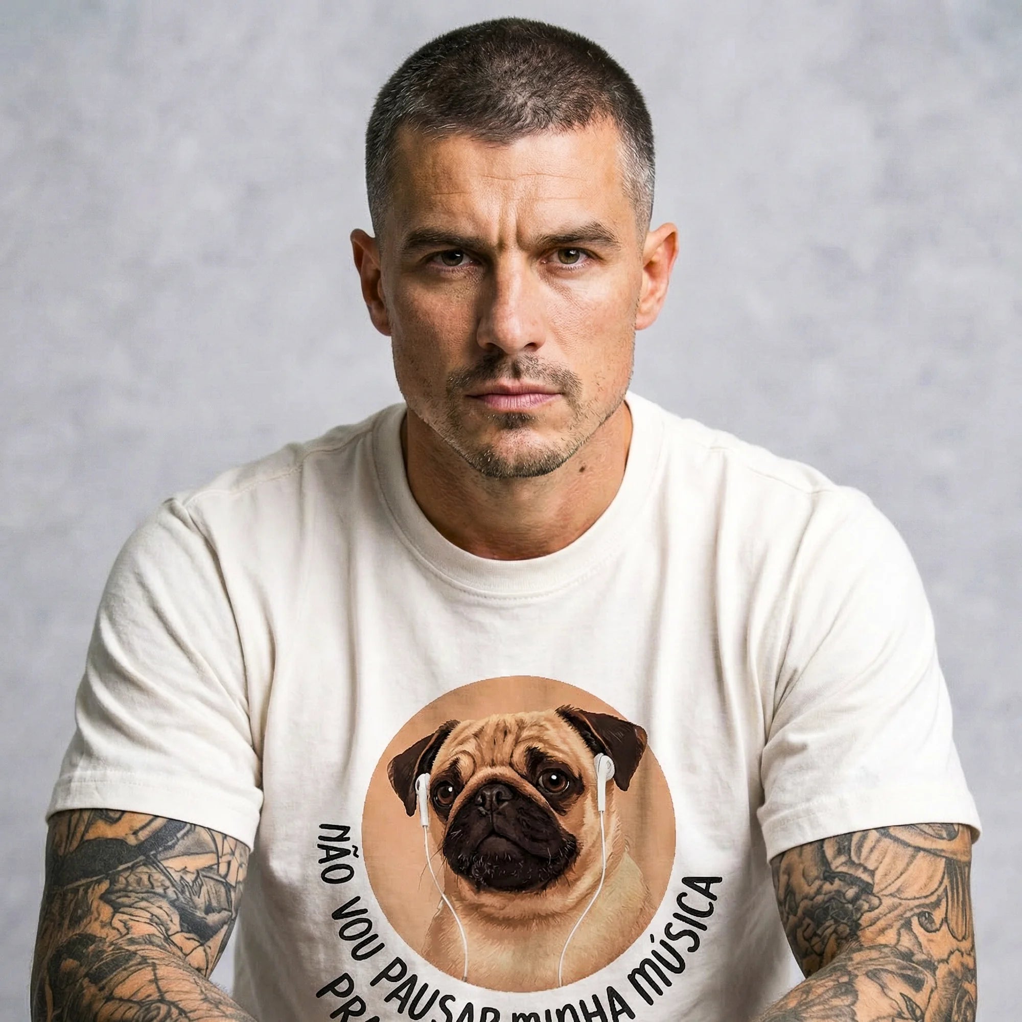 Camiseta Basica NAOVOUPARAR Masculina Off-White