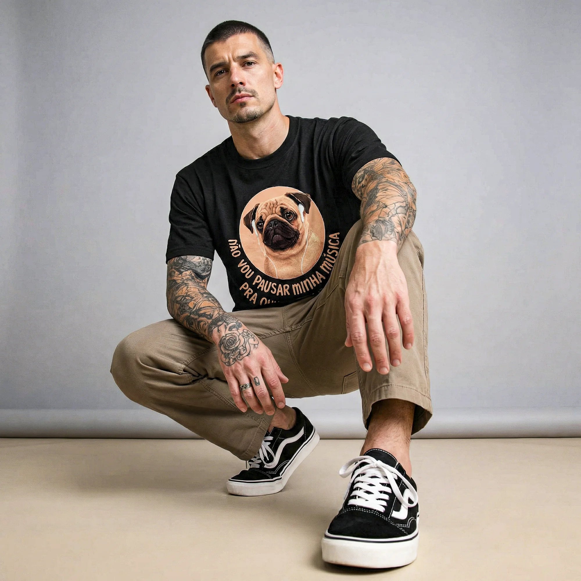 Camiseta Basica NAOVOUPARAR Masculina Preto