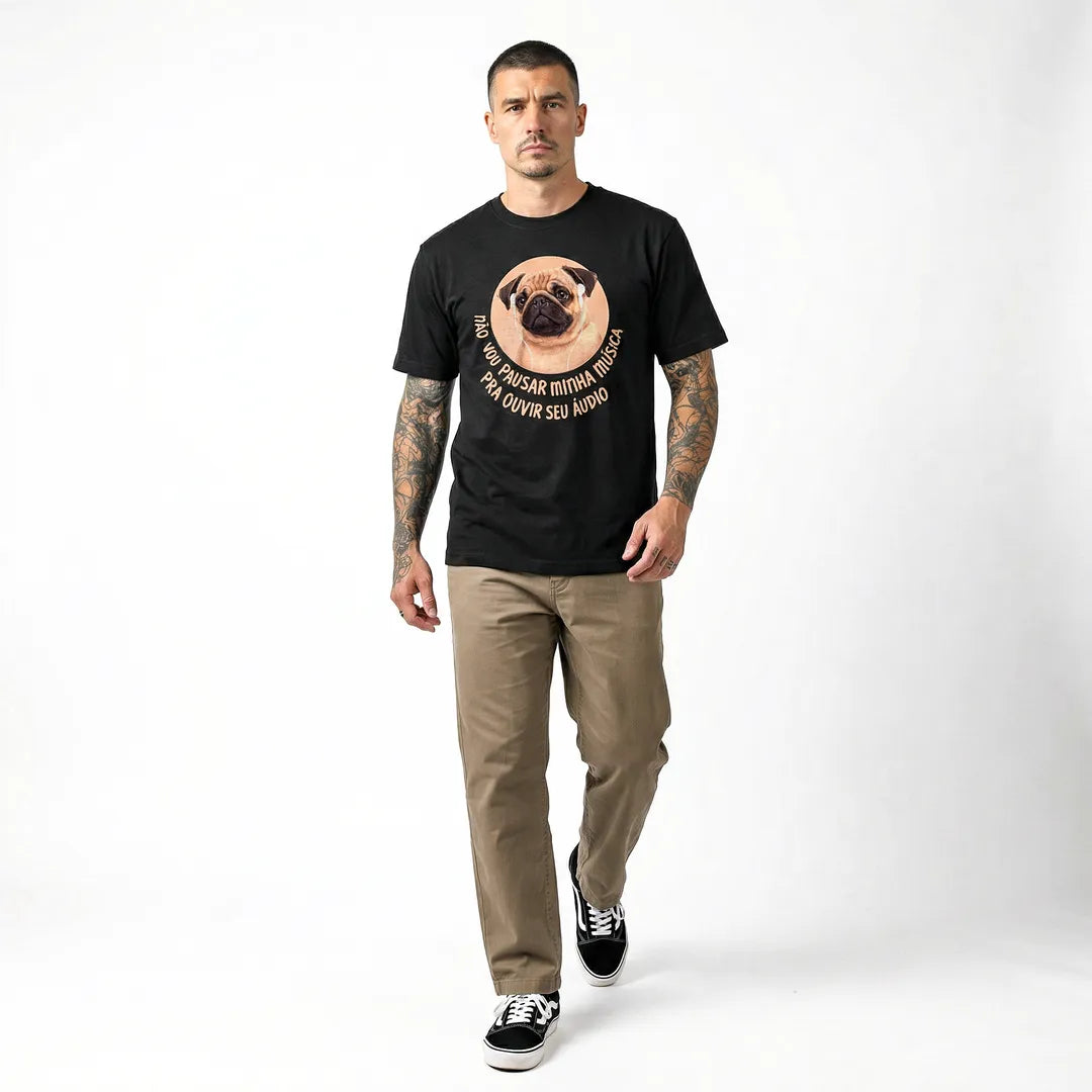 Camiseta Basica Não Vou Parar Meu Áudio Masculina Preto