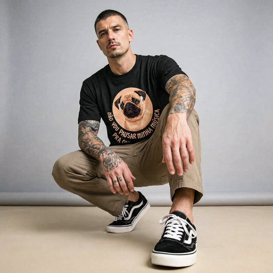 Camiseta Basica NAOVOUPARAR Masculina Preto