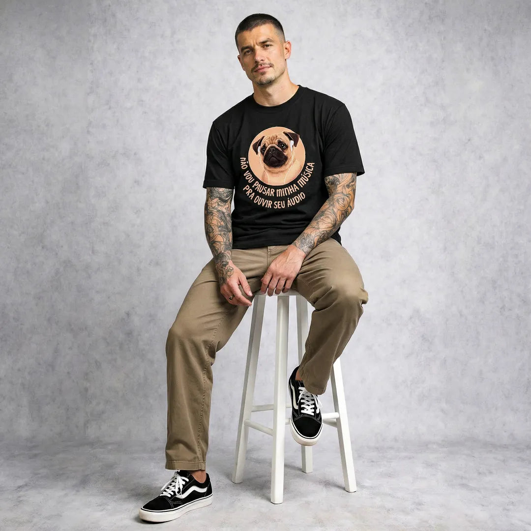 Camiseta Basica Não Vou Parar Meu Áudio Masculina Preto