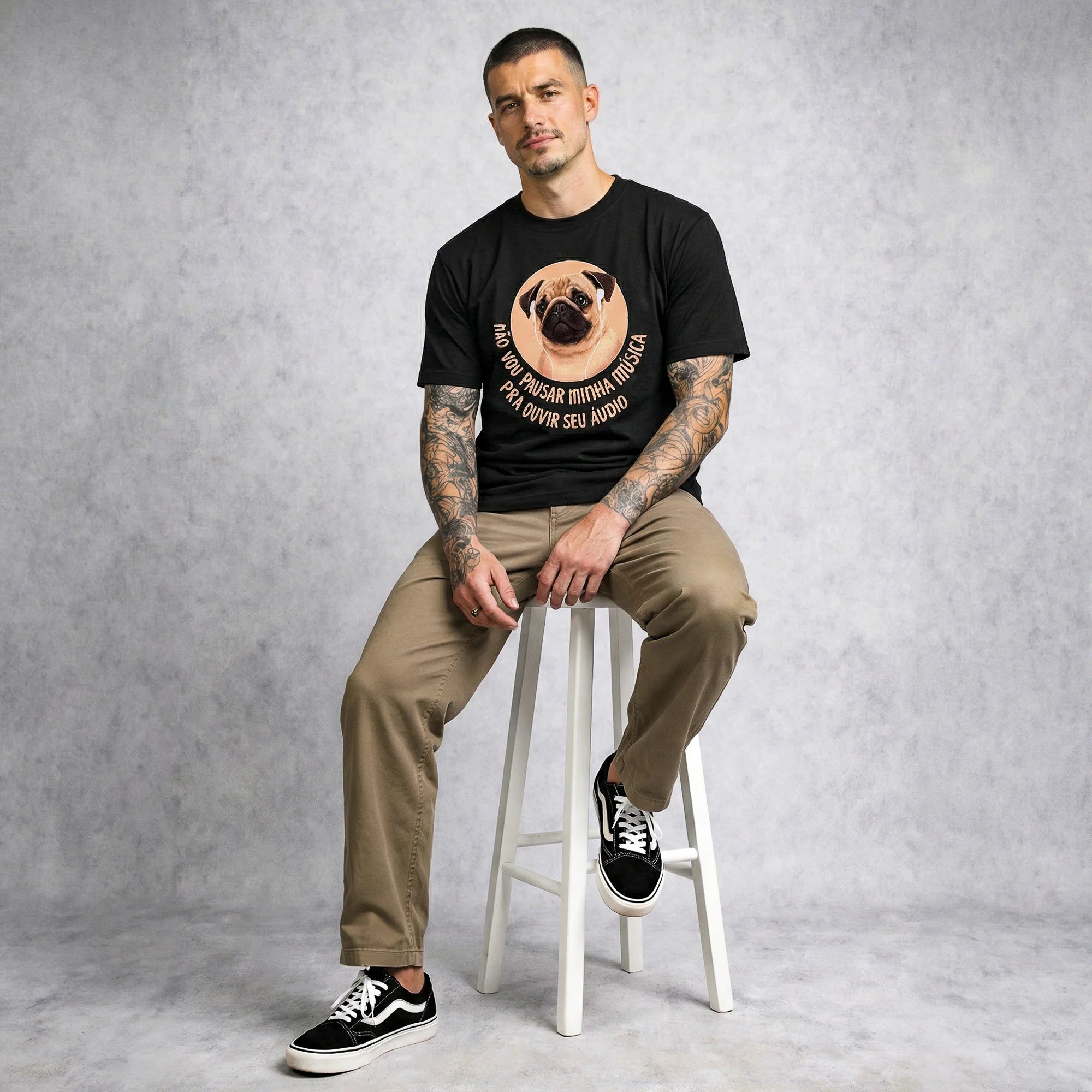 Camiseta Basica NAOVOUPARAR Masculina Preto