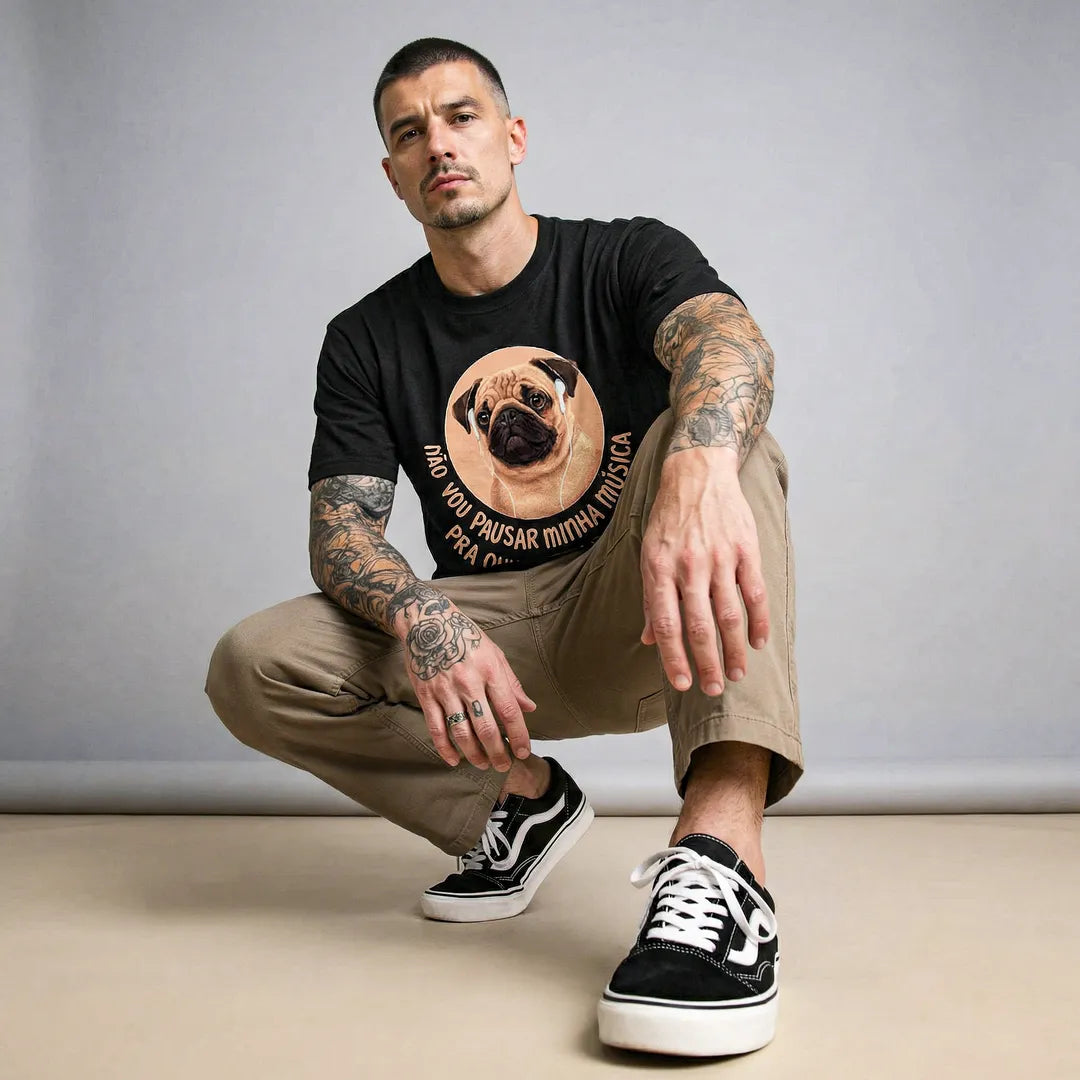 Camiseta Basica Não Vou Parar Meu Áudio Masculina Preto