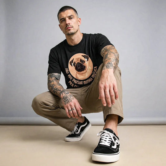 Camiseta Basica Não Vou Parar Meu Áudio Masculina Preto