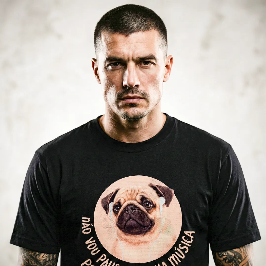 Camiseta Basica Não Vou Parar Meu Áudio Masculina Preto