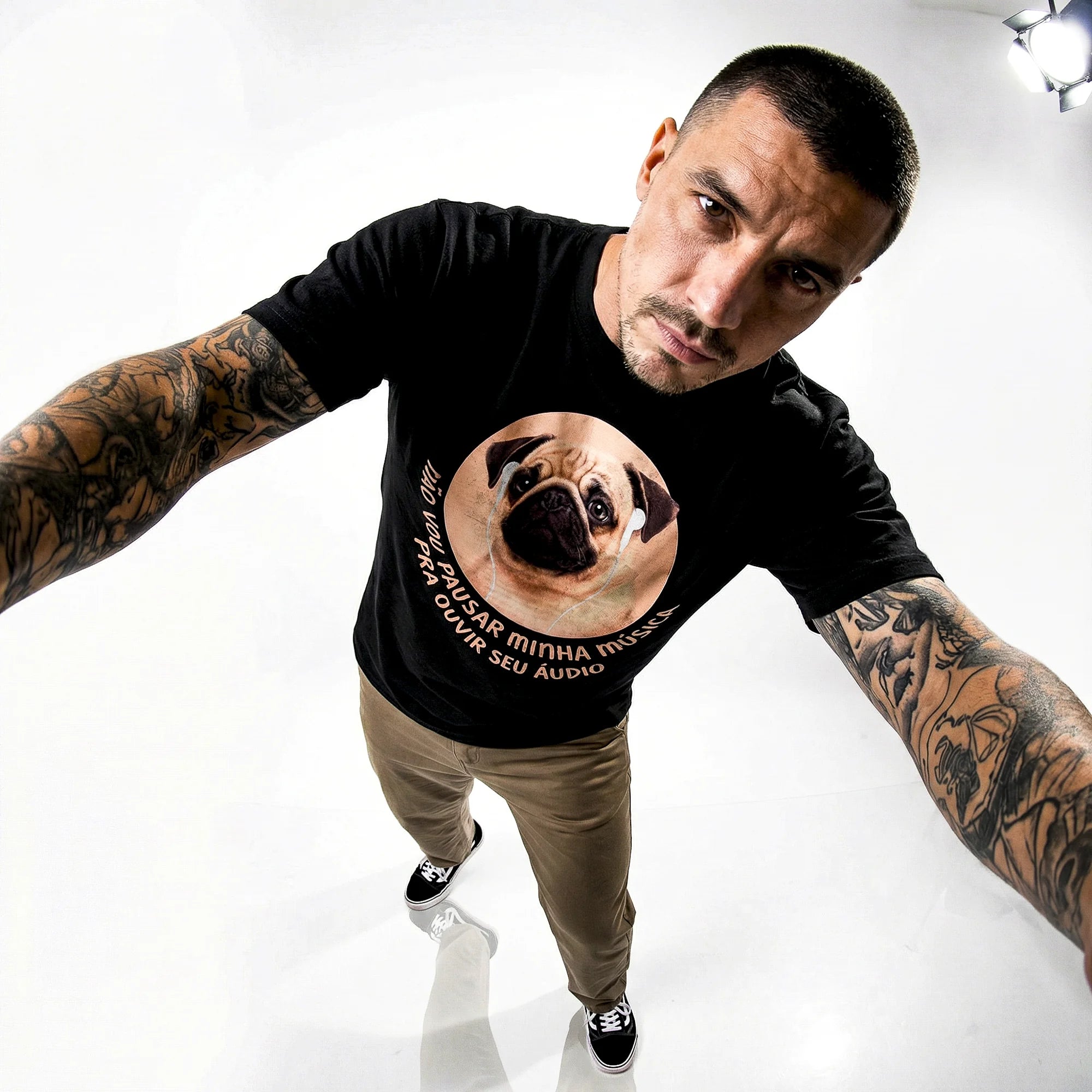 Camiseta Basica NAOVOUPARAR Masculina Preto