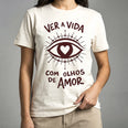 Camiseta Basica OLHOS-AMOR Feminina Off-White