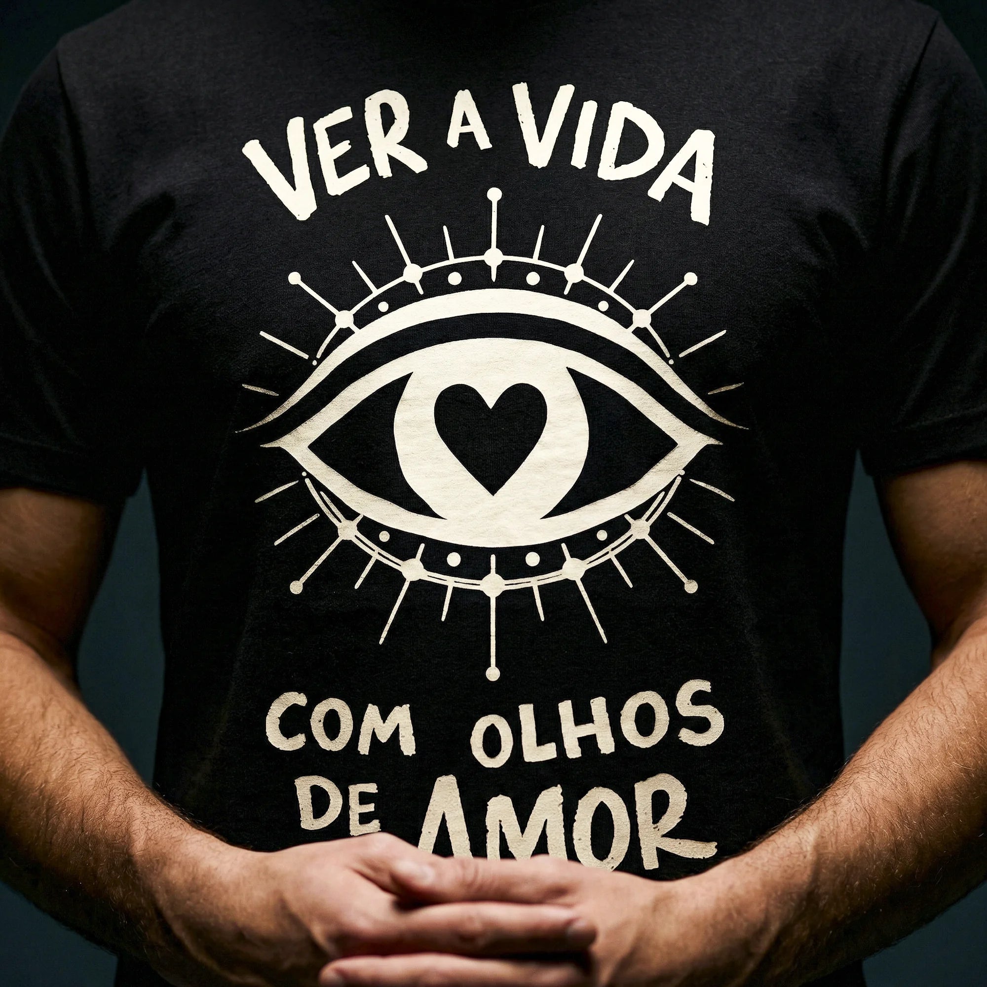 Camiseta Basica OLHOS-AMOR Masculina Preto