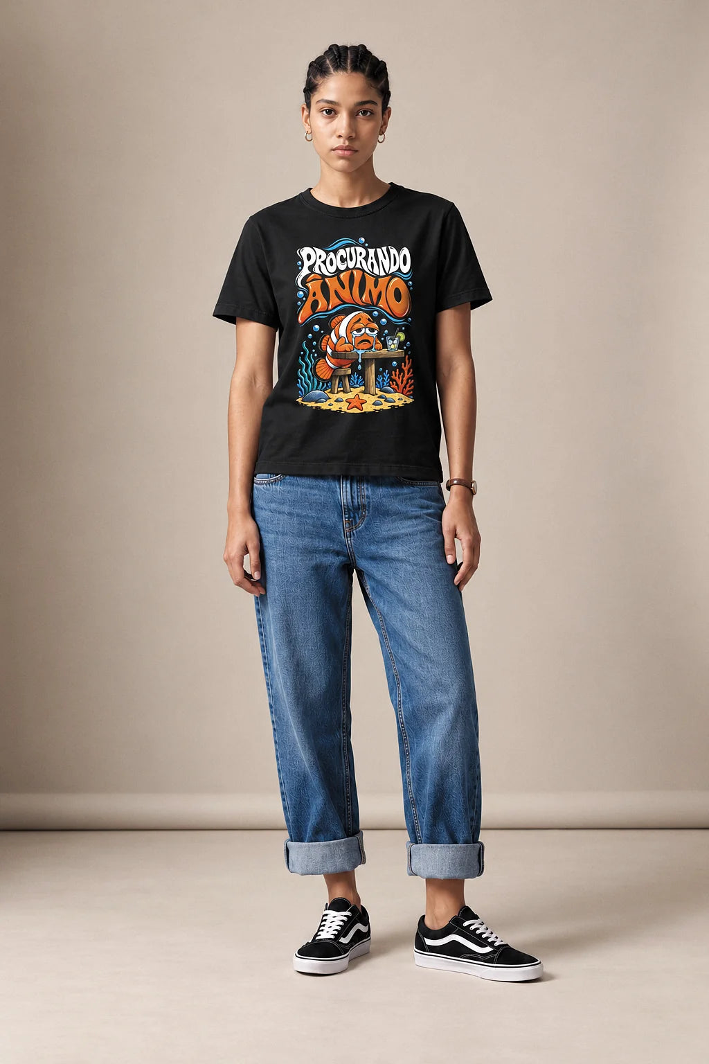 Camiseta Básica Procurando Ânimo - Feminina Preto