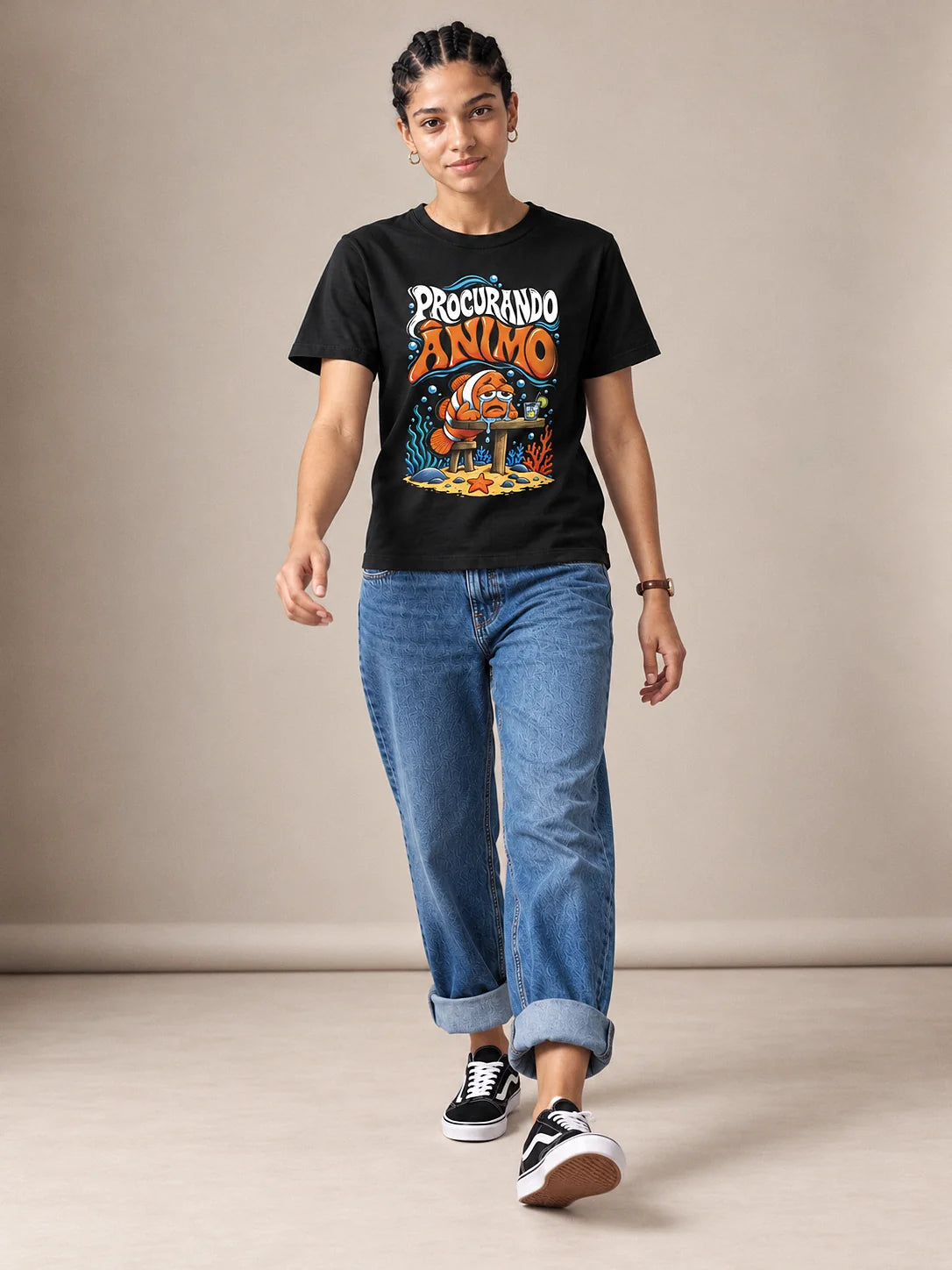 Camiseta Básica Procurando Ânimo - Feminina Preto