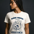 Camiseta Básica Saúde Mental é um Ato Revolucionário Feminina Off-White