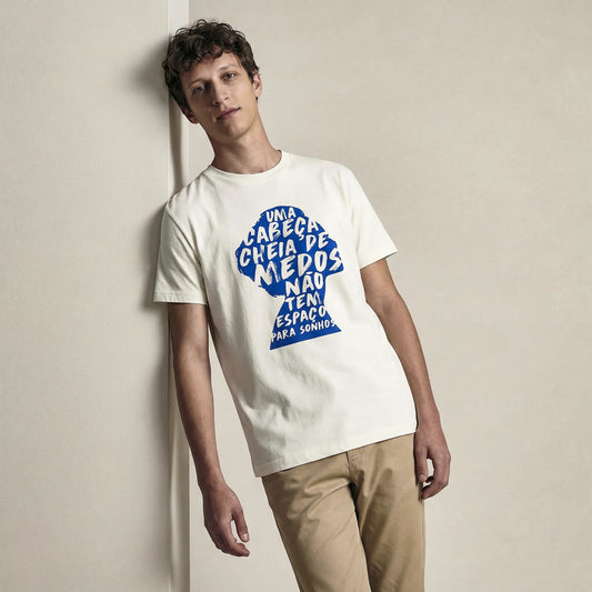 Camiseta Basica cabecamedos Masculina Off-White
