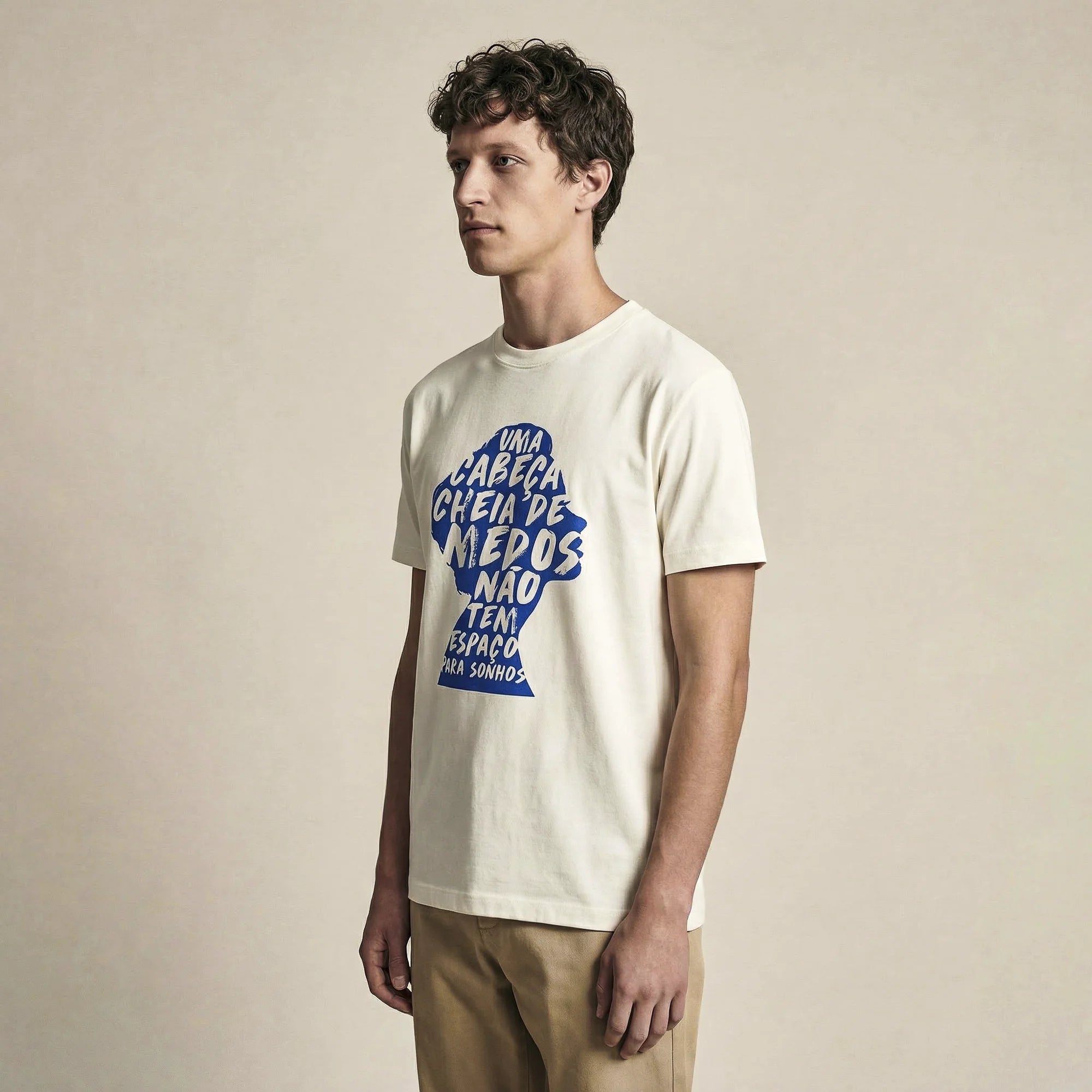 Camiseta Basica cabecamedos Masculina Off-White