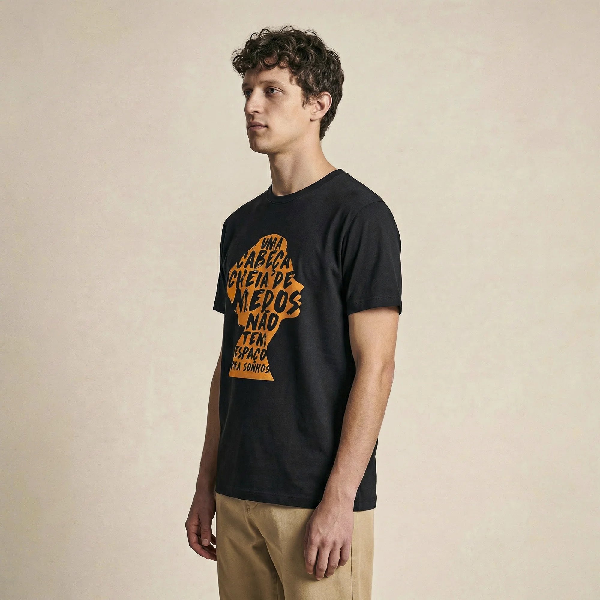 Camiseta Basica cabecamedos Masculina Preto