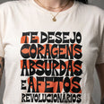 Camiseta Basica coragens Feminina Off-White