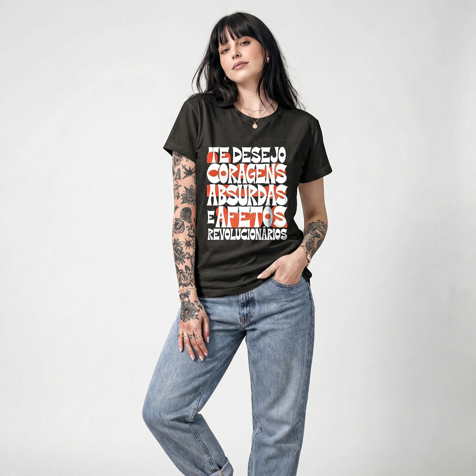 Camiseta Basica coragens Feminina Preto