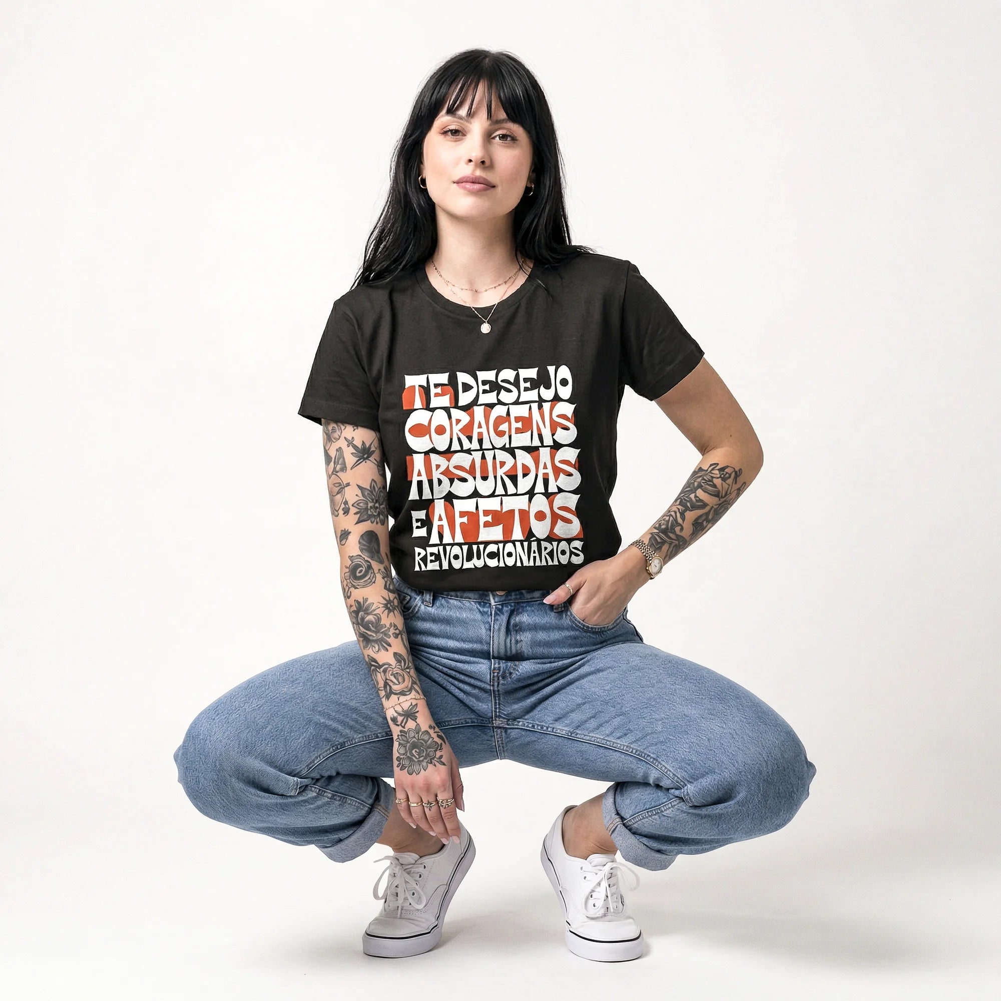 Camiseta Basica coragens Feminina Preto