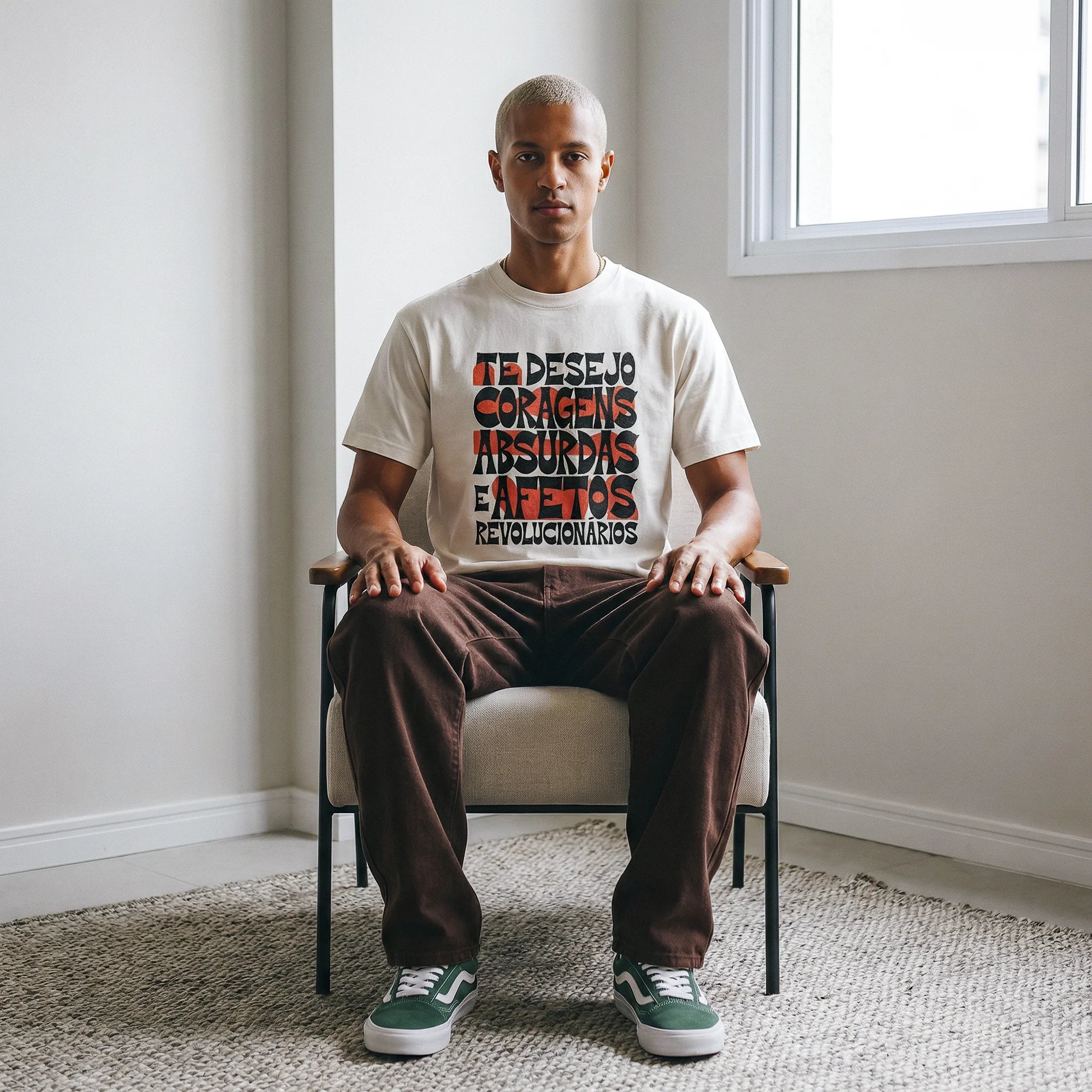 Camiseta Basica coragens Masculina Off-White