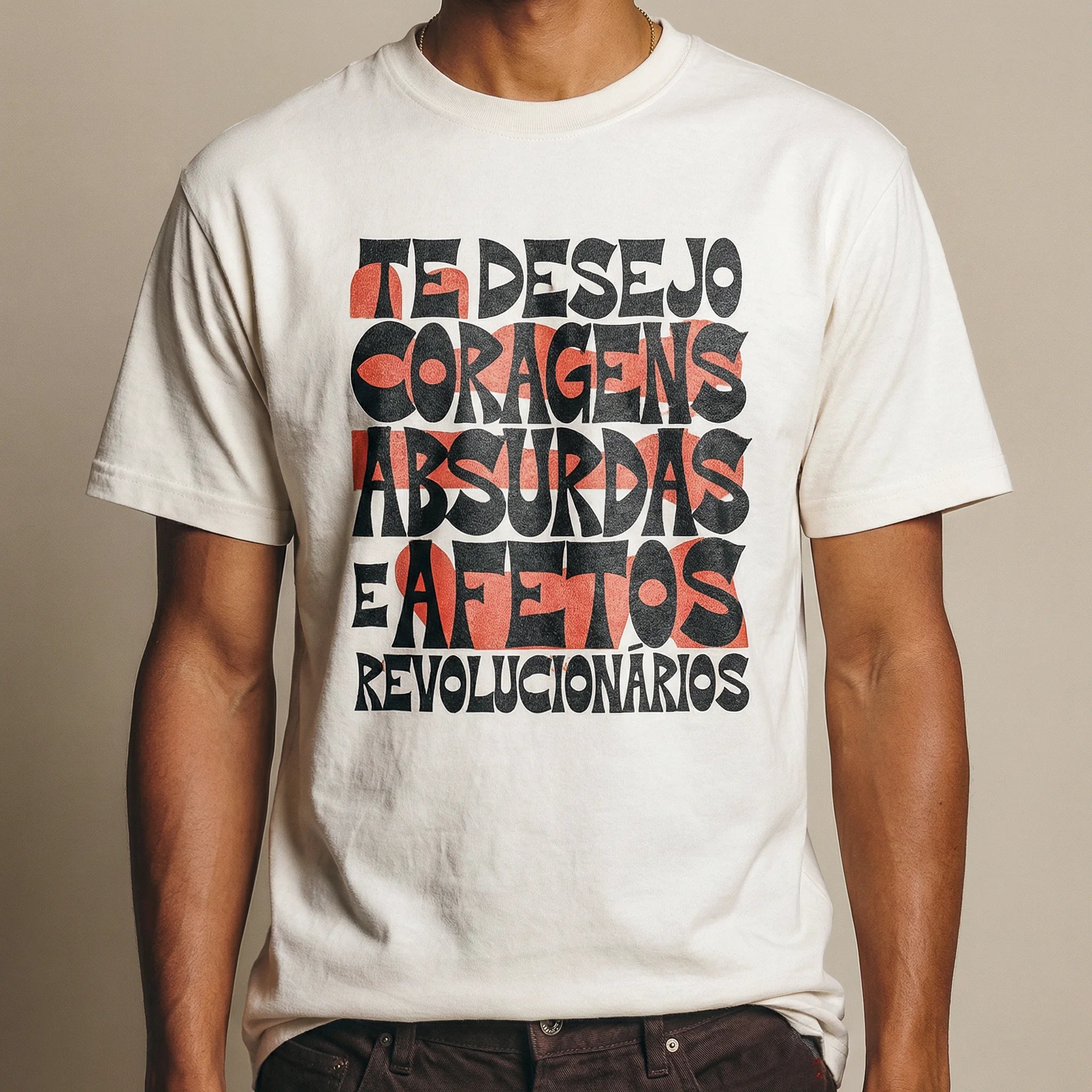 Camiseta Basica coragens Masculina Off-White