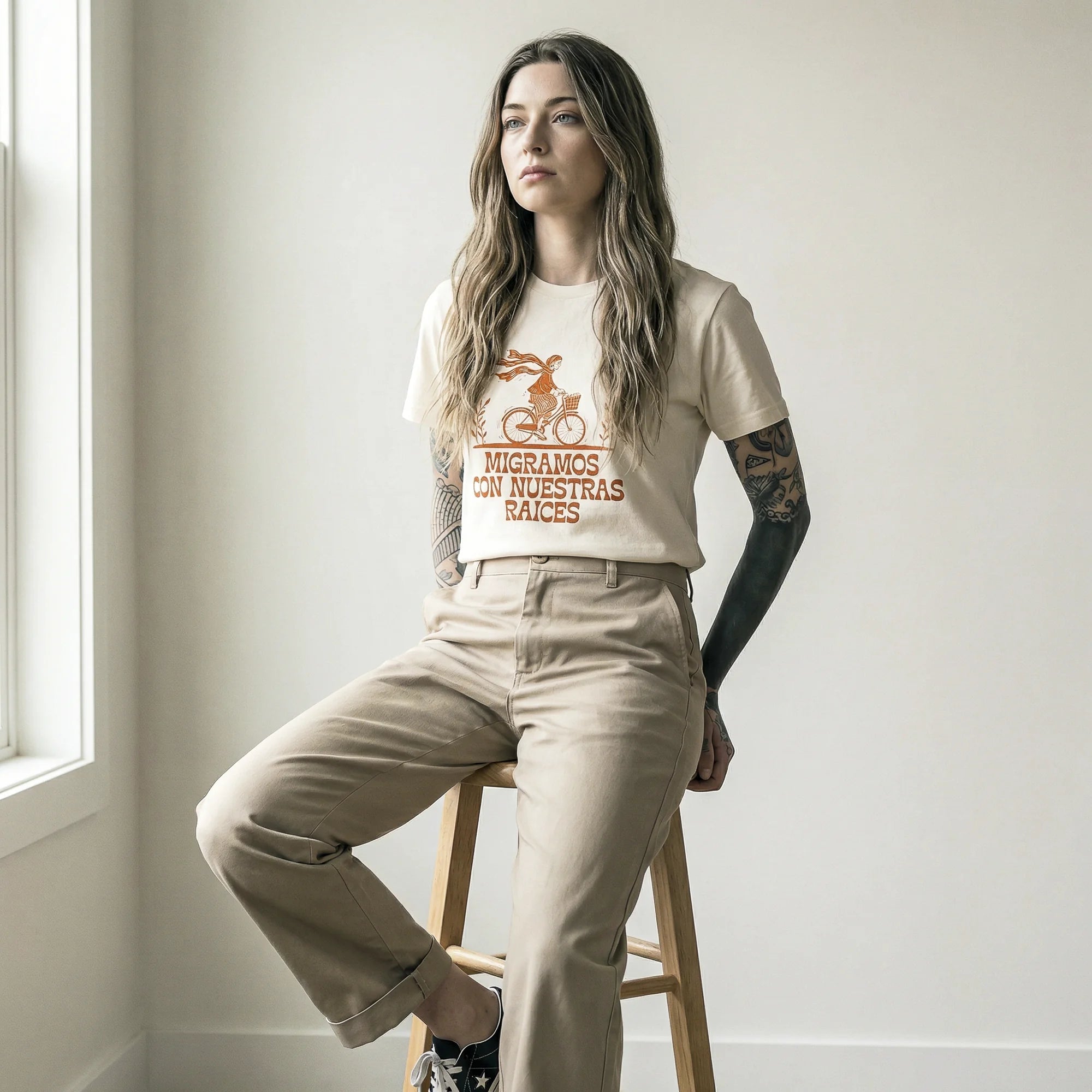 Camiseta Basica migramos Feminina Off-White