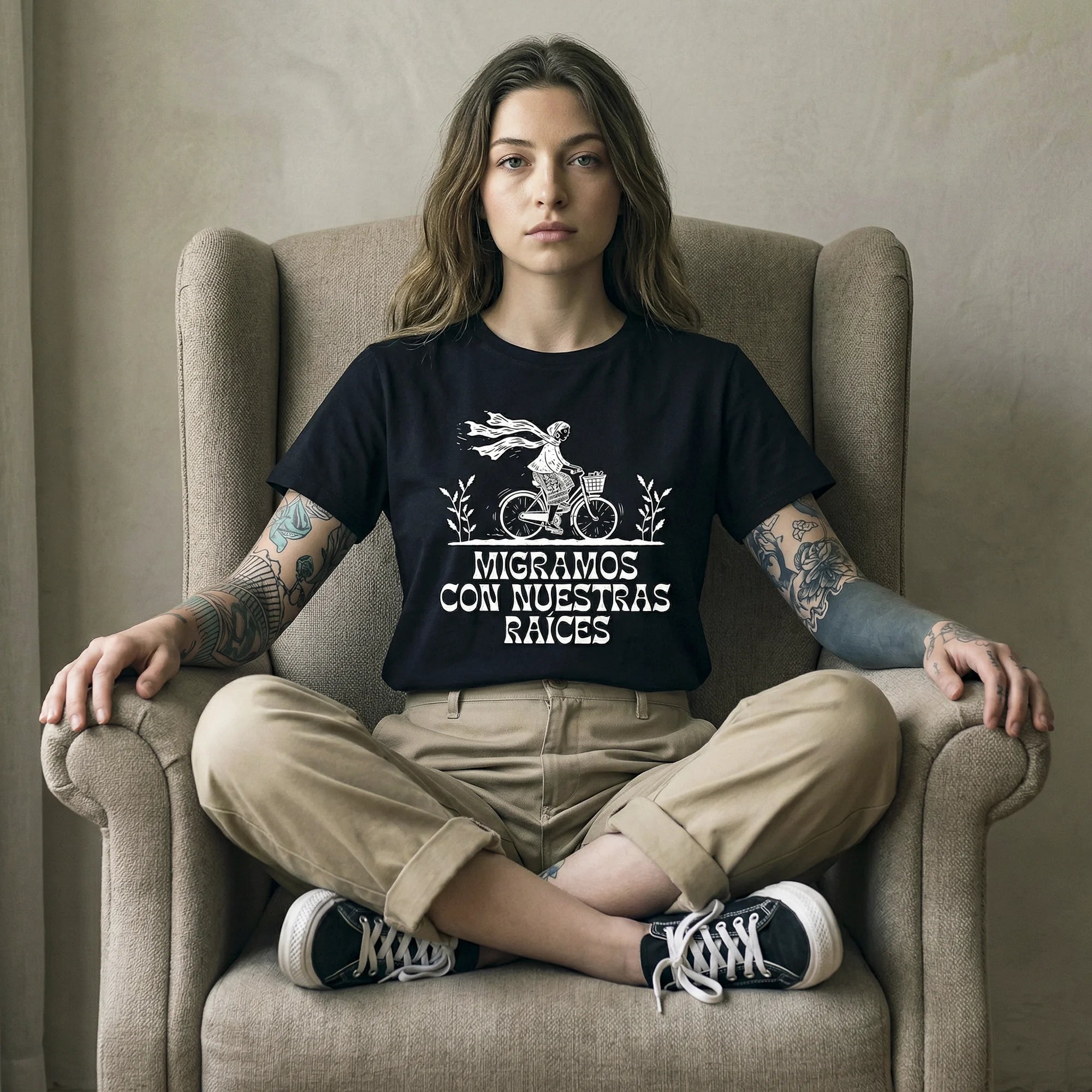 Camiseta Basica migramos Feminina Preto