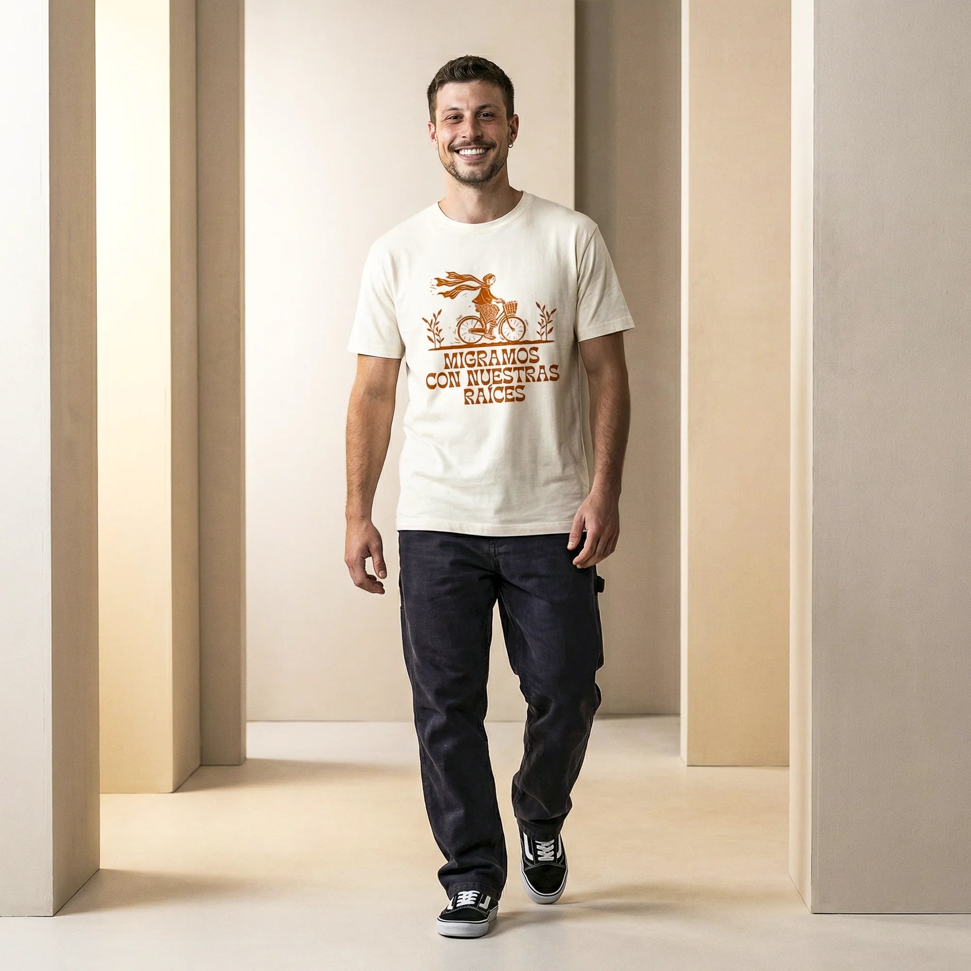 Camiseta Basica migramos Masculina Off-White