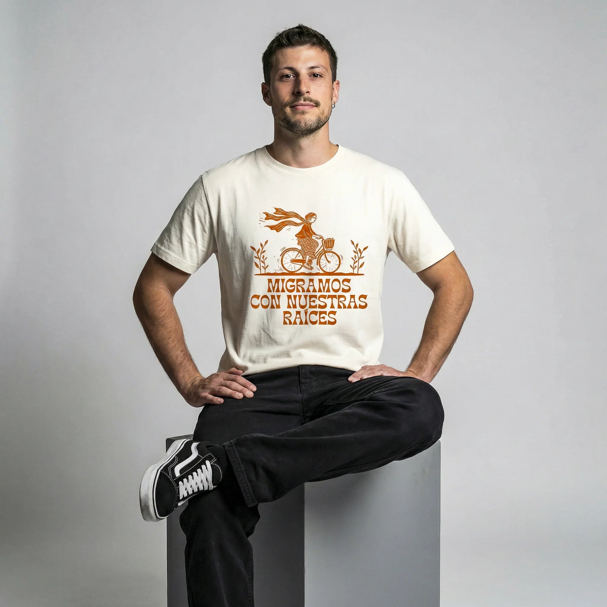 Camiseta Basica migramos Masculina Off-White