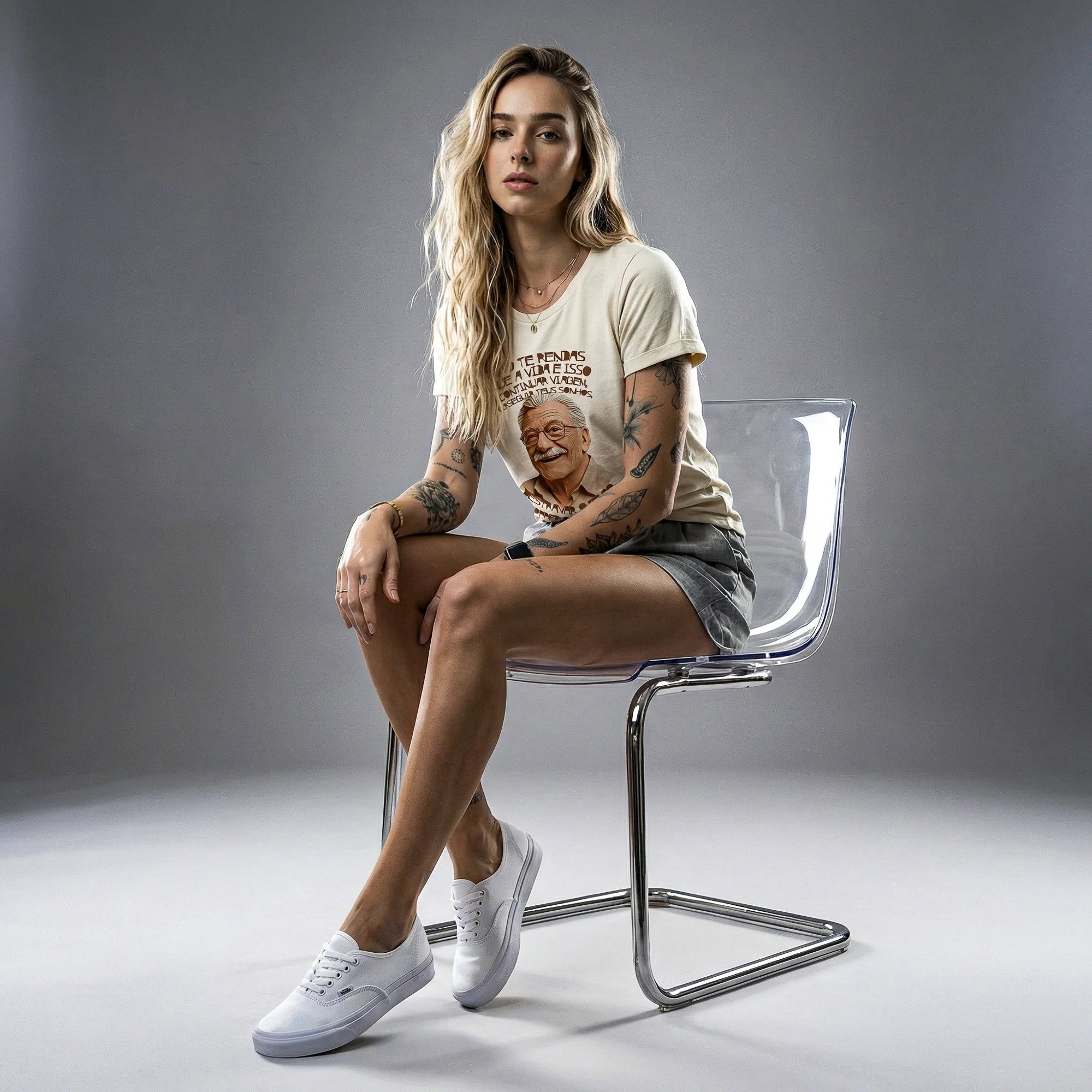 Camiseta Basica naorendas Feminina Off-White
