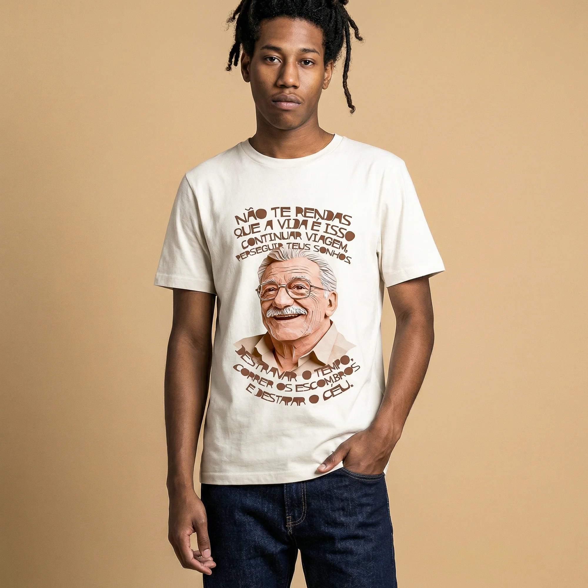 Camiseta Basica naorendas Masculina Off-White