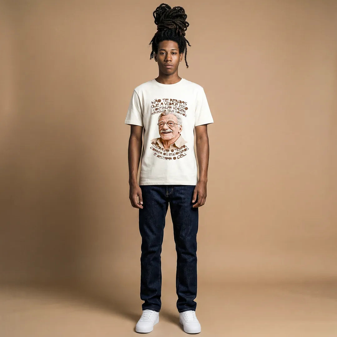 Camiseta Básica Não Te Rendas Masculina Off-White