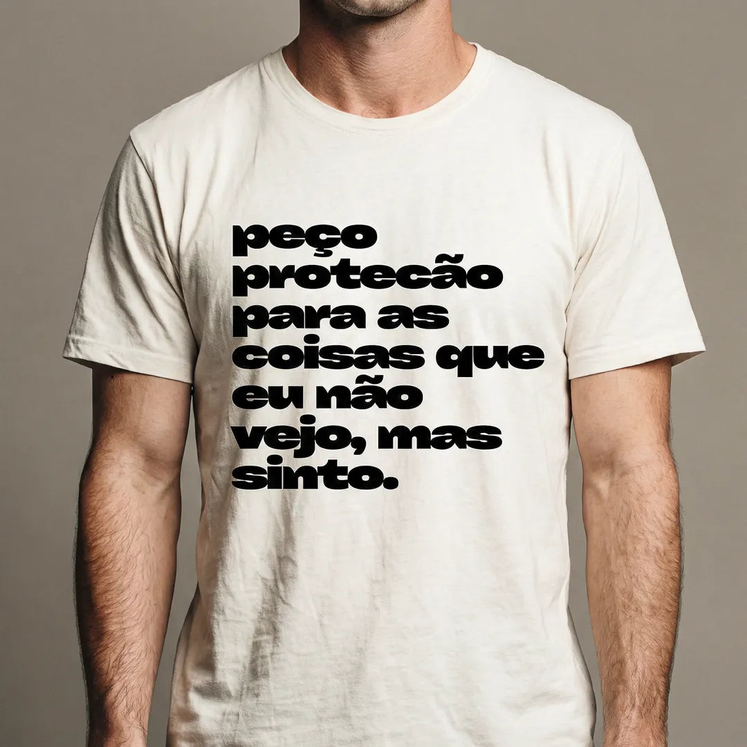 Camiseta Básica Peço Proteção Masculina Off-White