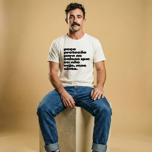 Camiseta Básica Peço Proteção Masculina Off-White