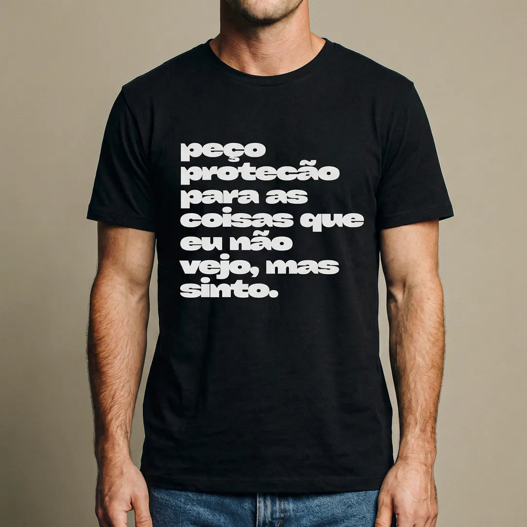 Camiseta Básica Peço Proteção Masculina Preto