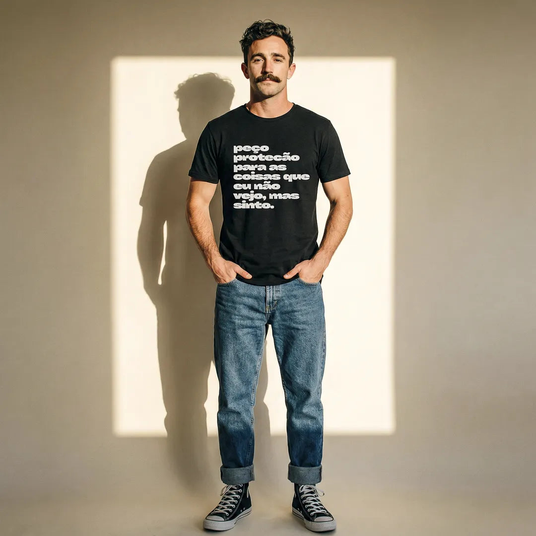 Camiseta Básica Peço Proteção Masculina Preto