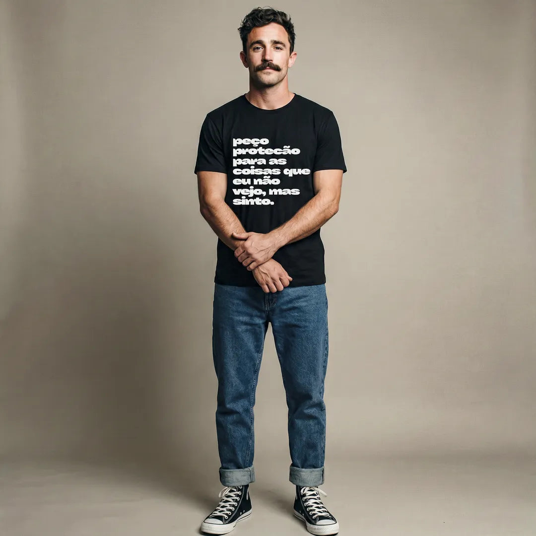 Camiseta Básica Peço Proteção Masculina Preto