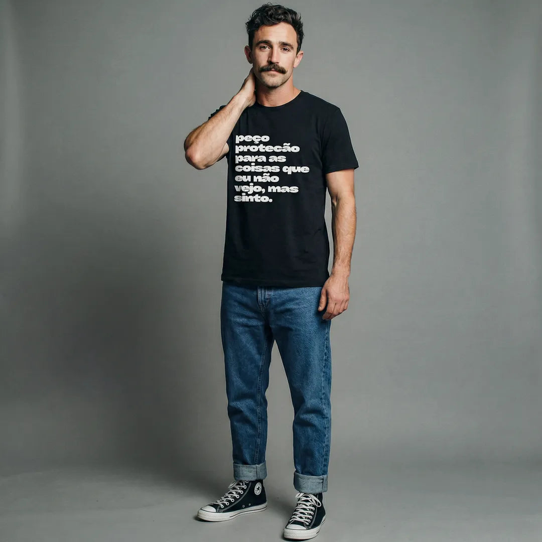 Camiseta Básica Peço Proteção Masculina Preto