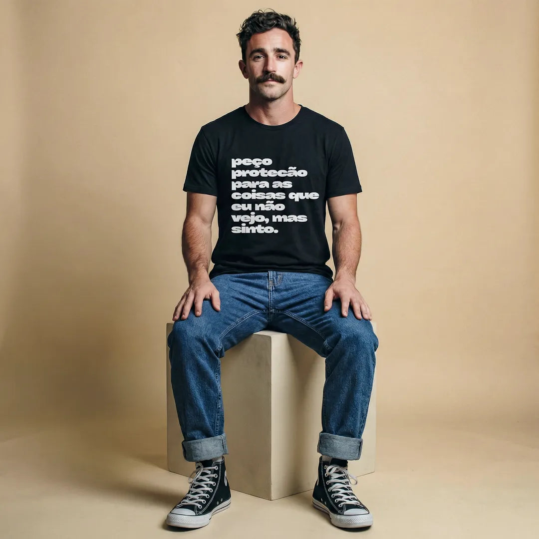 Camiseta Básica Peço Proteção Masculina Preto