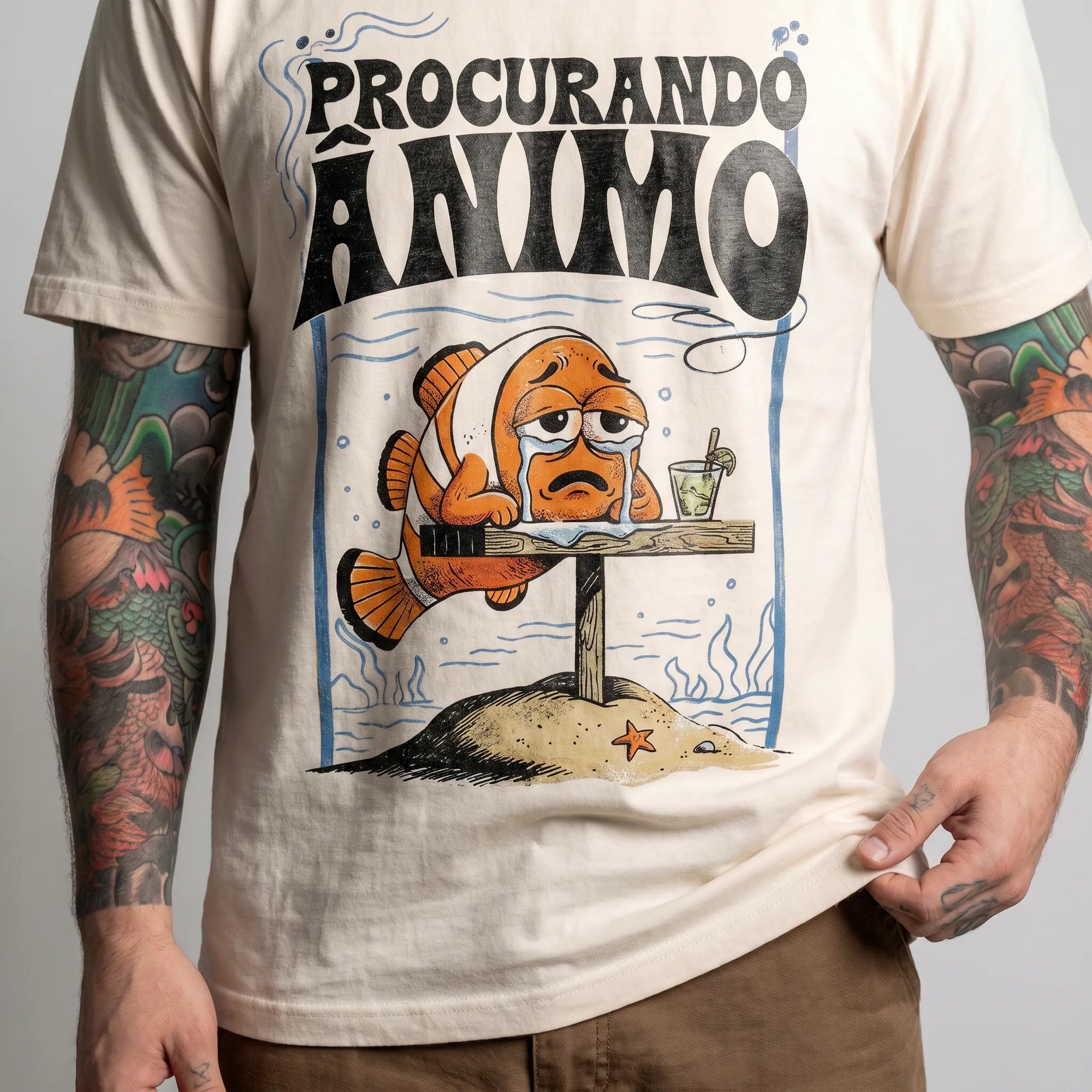 Camiseta Basica Procurando Animo Masculina Off-White 01