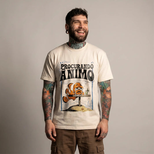 Camiseta Basica Procurando Animo Masculina Off-White 04