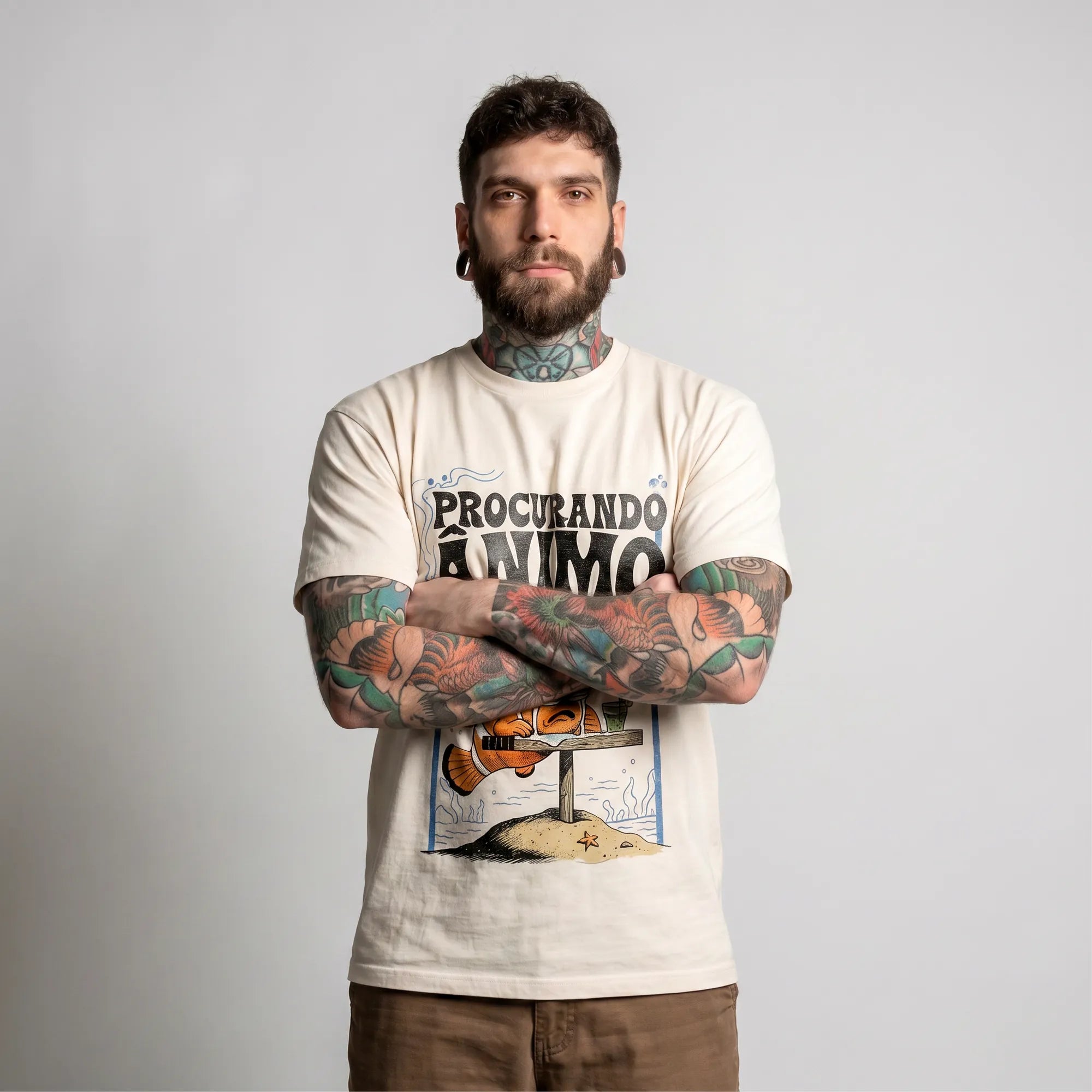 Camiseta Basica Procurando Animo Masculina Off-White 05
