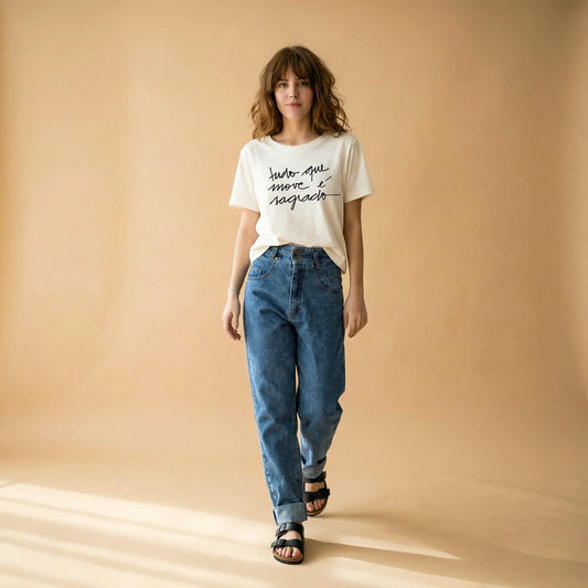 Camiseta Basica tudomove Feminina Off-White