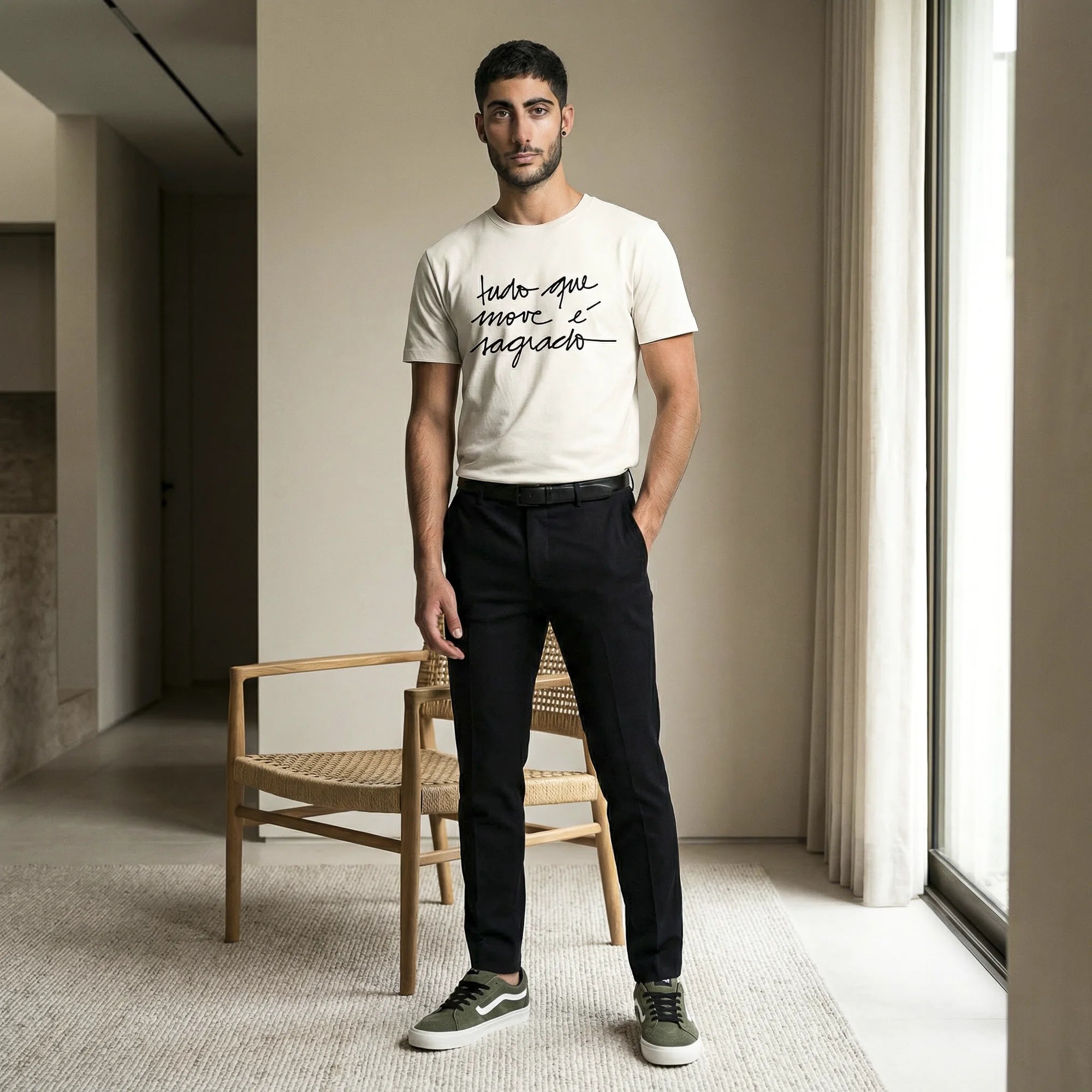 Camiseta Basica tudomove Masculina Off-White
