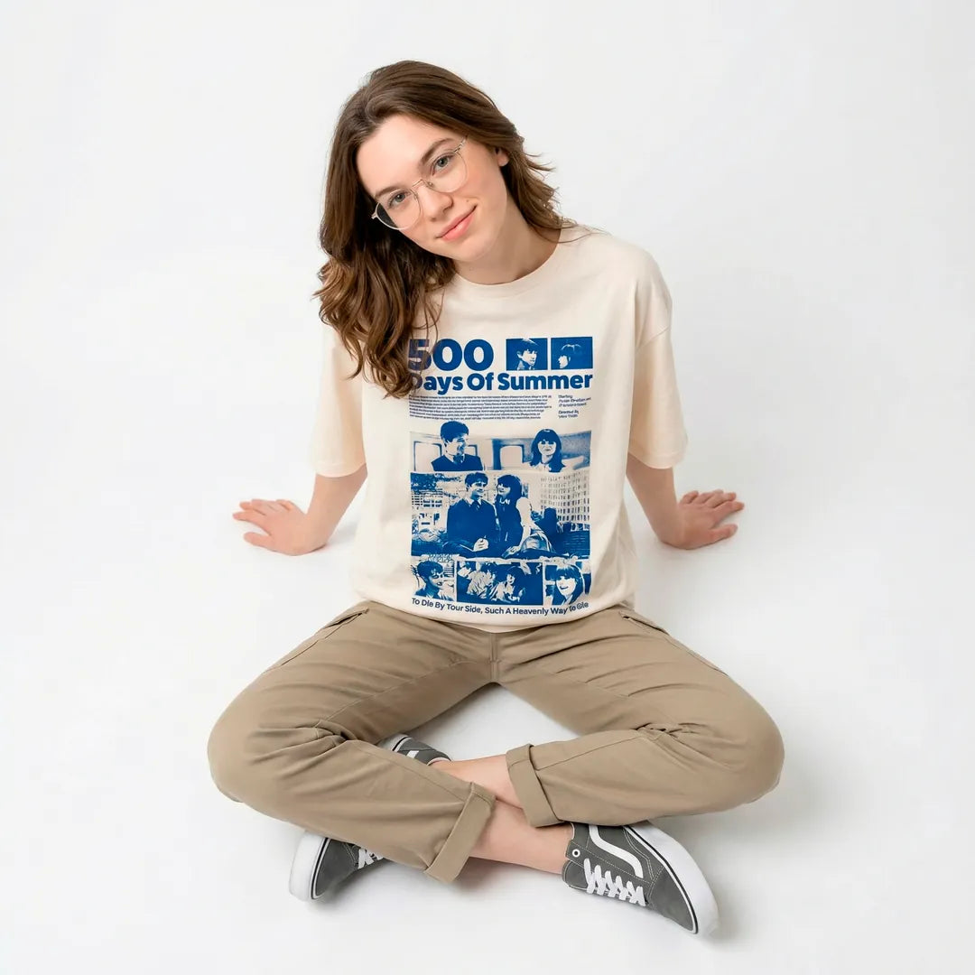 Camiseta Oversized 500 Days of Summer Feminina Off-White