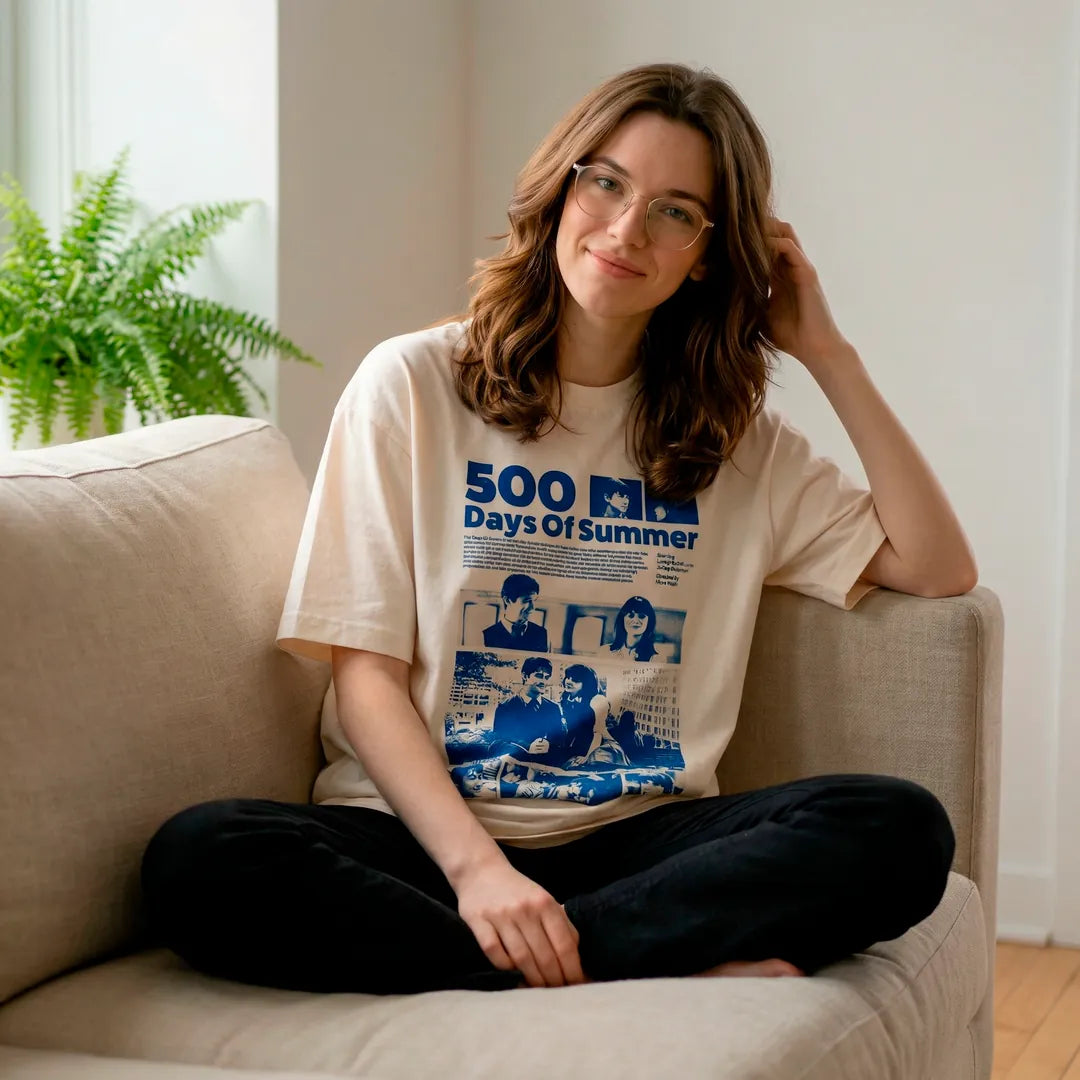 Camiseta Oversized 500 Days of Summer Feminina Off-White