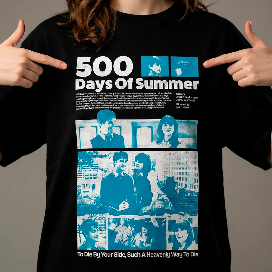 Camiseta Oversized 500 Days of Summer Feminina Preto
