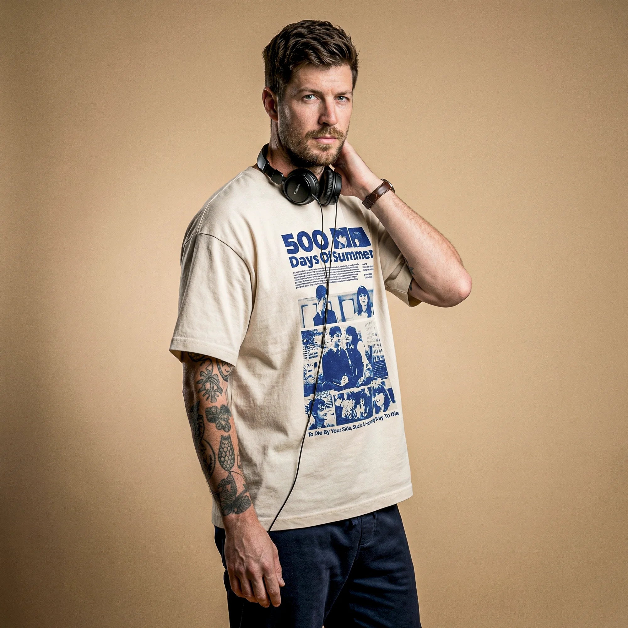 Camiseta Oversized 500days Masculina Off-White